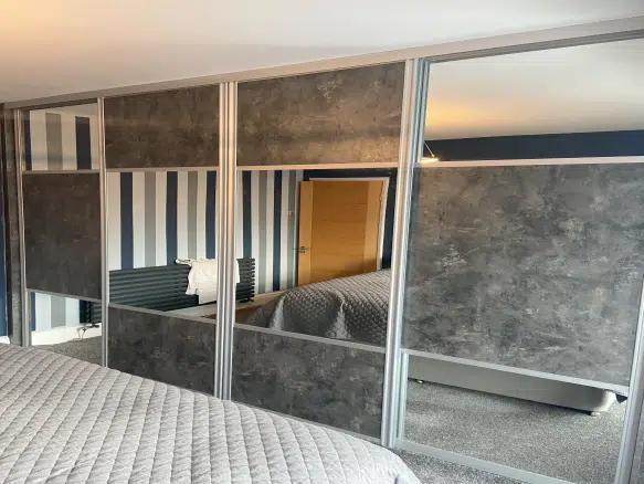 Charcoal Rock effect panels with silver mirror