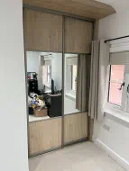 Oak split panel with mirrors, fitted in Darlington